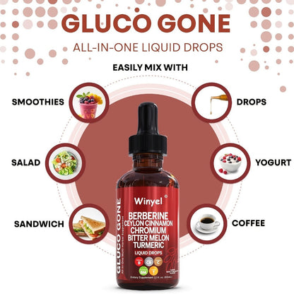 Blood Sugar Support Liquid Drops with Ceylon Cinnamon Berberine Bitter Melon Gymnema Chromium Turmeric Panax Ginseng
