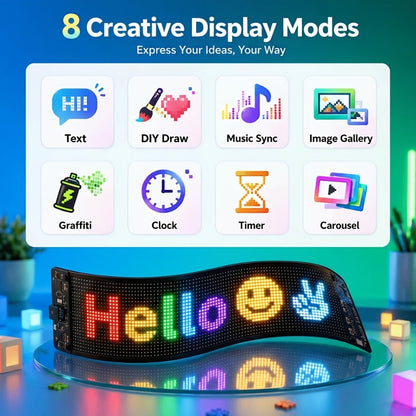 Programmable LED Sign, Flexible Matrix Display with App Control, Custom Text & Animations, Music Sync
