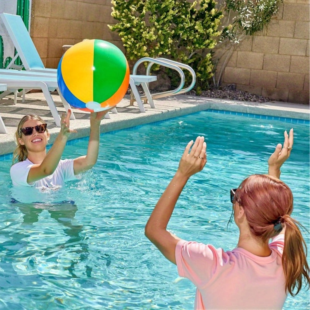 Rainbow Beach Balls 4-Pack 20 Inch, Large Inflatable Beach Ball Set for Pool Party Decorations