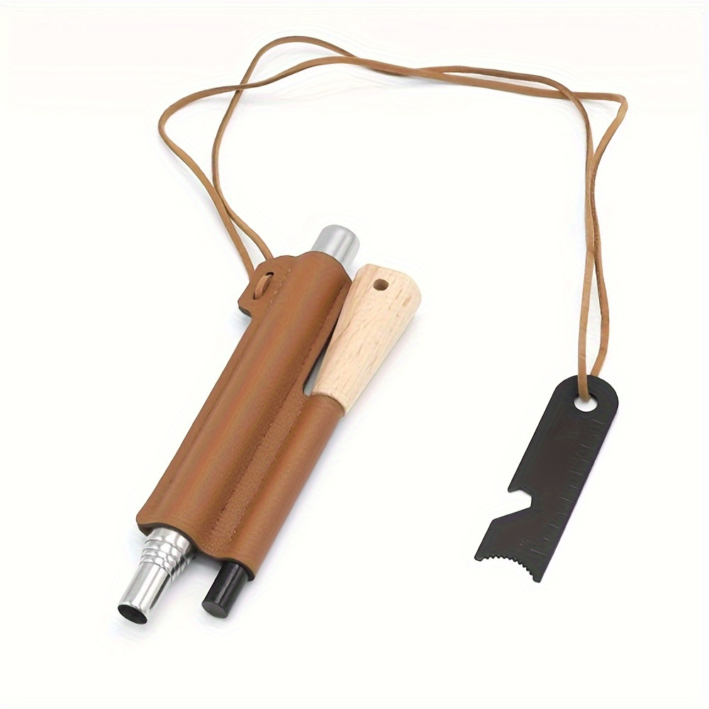 Magnesium Fire Starter Rod Set with Scraper & Steel Bellows, Waterproof Flint Striker Kit for Camping Hiking Survival