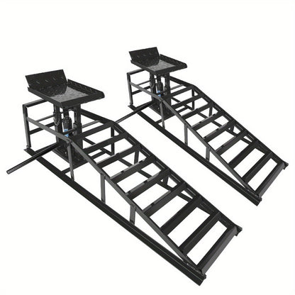 Hydraulic Vehicle Ramps 11, 000 lb 5T Low Profile Heavy Duty Lift Service Ramps for Truck Trailer Garage – Adjustable Height