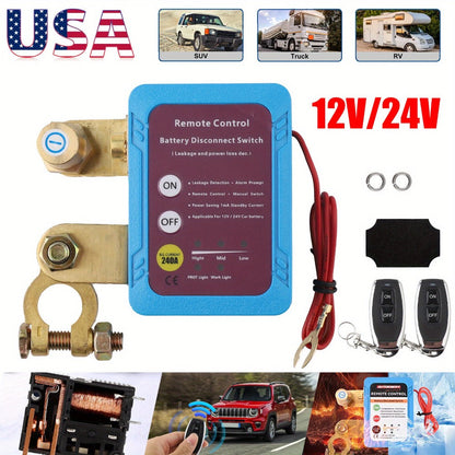 Remote Battery Disconnect Switch 240A 12V/24V – Wireless Kill Switch with Digital Display & Auto Power Shut-Off for Car, Truck, Boat