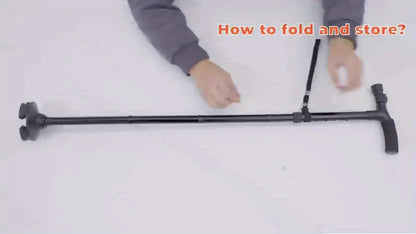 Foldable Walking Cane for Seniors Adjustable Height Folding Stick with Wrist Strap T-Handle for Entryways, Bedrooms and Living Spaces