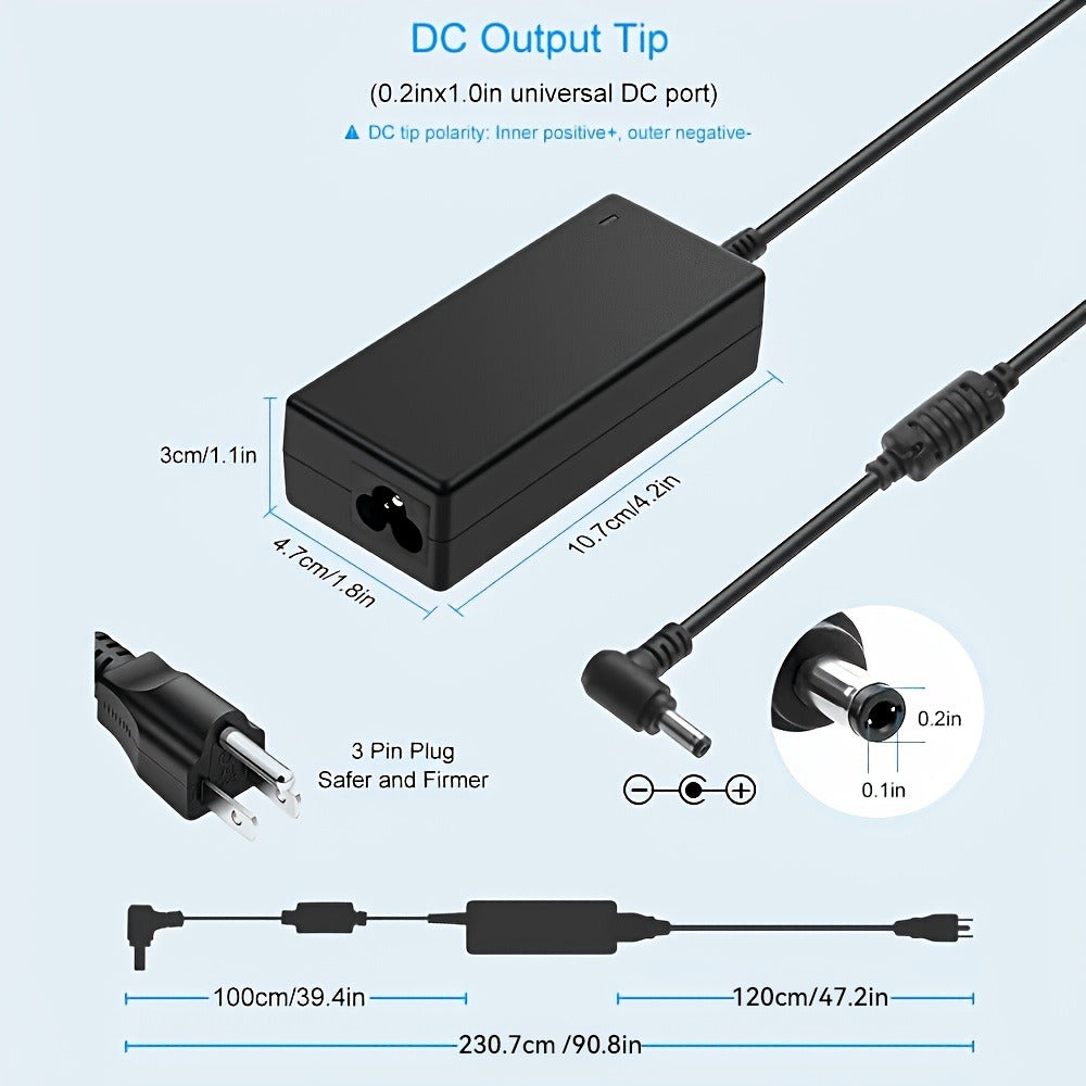 Universal DC Power Adapter 19V 3.42A 65W – ALITOVE Laptop Charger & Monitor Power Supply with 9 Interchangeable Tips