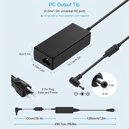 Universal DC Power Adapter 19V 3.42A 65W – ALITOVE Laptop Charger & Monitor Power Supply with 9 Interchangeable Tips