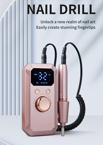 Cordless Electric Nail Drill Machine Rechargeable Professional E-File 11 Bits 20 Sanding Discs High Speed Acrylic Gel Natural Nails