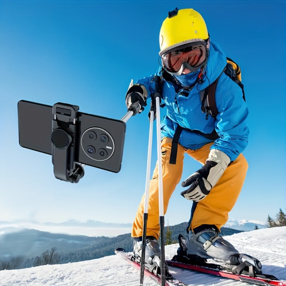 40.6-Inch Black Selfie Stick Tripod with Rotating Phone Head, Fold-Out Floor Base and Remote