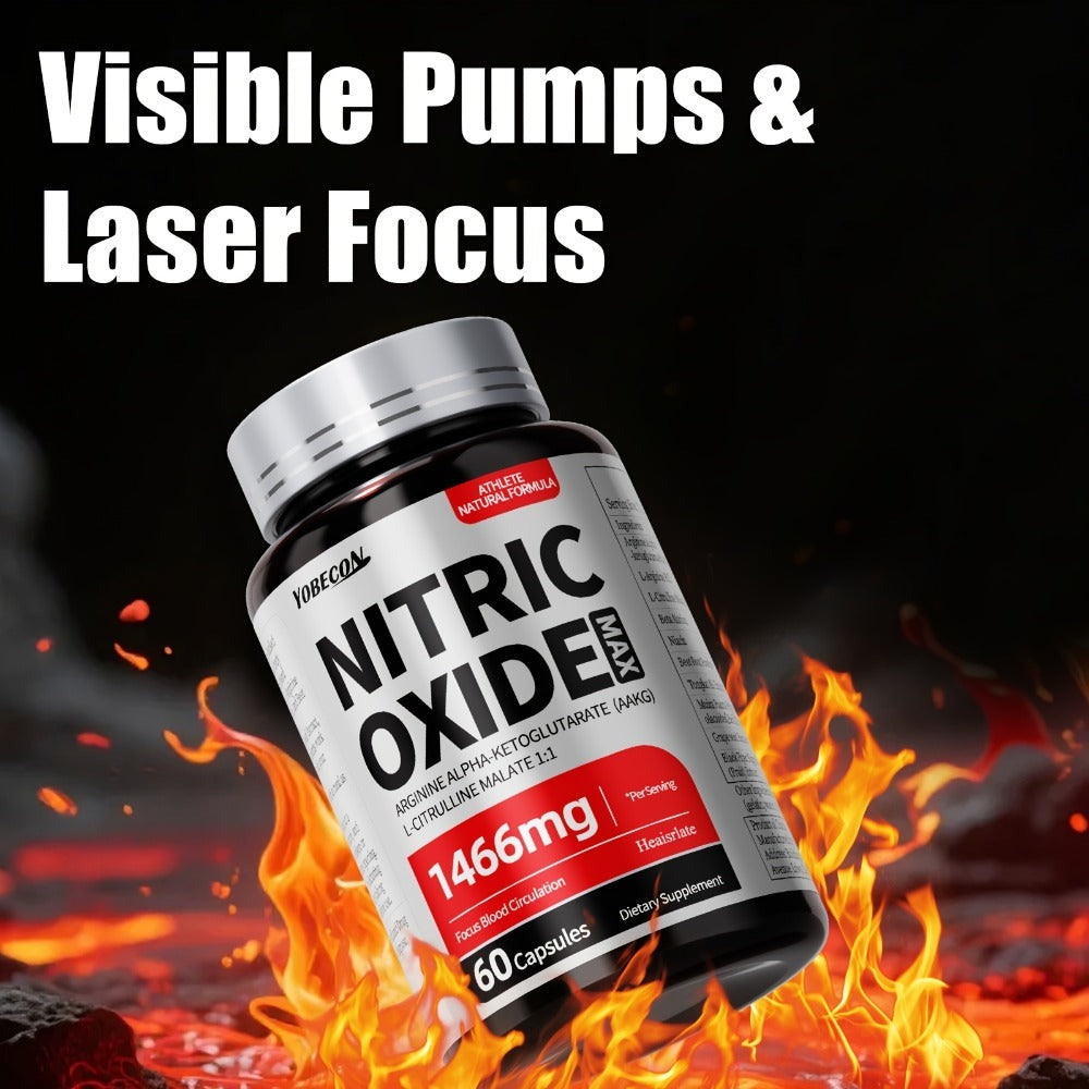 Nitric Oxide Supplement for Men, 800mg AAKG L-Arginine L-Citrulline Beetroot Capsules, Natural Energy & Focus Formula