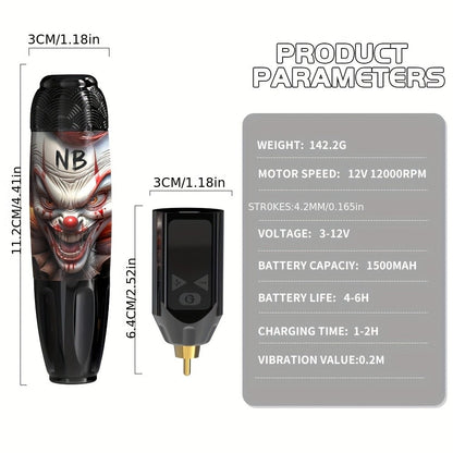 INKSOUL TM-81 Wireless Tattoo Kit Rotary Tattoo Pen with LCD Screen 1100mAh Battery for Temporary Body Art, Festivals and Costumes