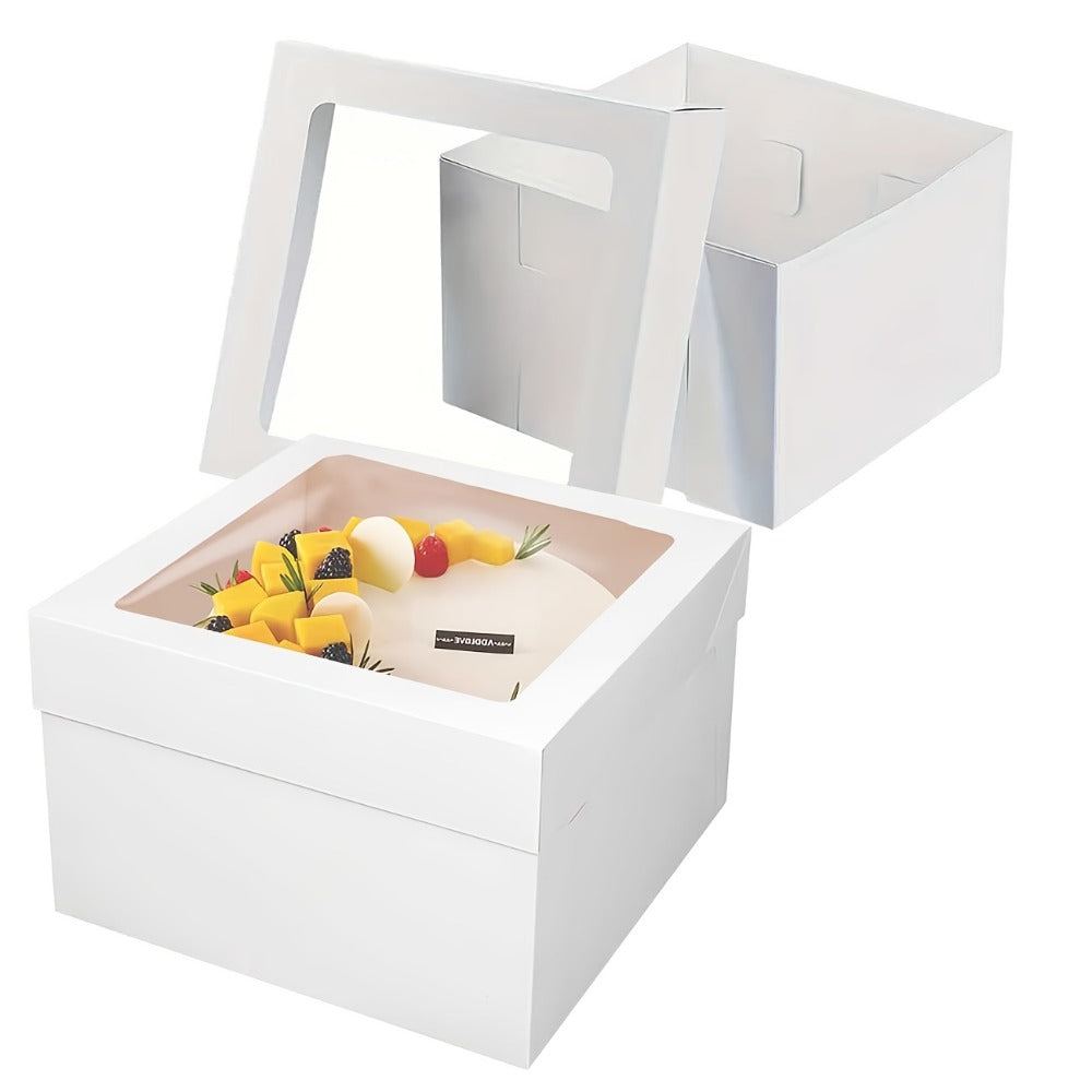 Cake Boxes with Window 12x12x8 Inch - 10 Pack White Lid Disposable Cake Box - Large Bakery for Entryways, Bedrooms and Living Spaces