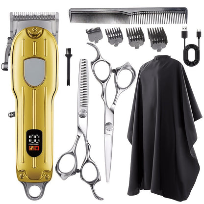 Barber Hair Clipper Kit for Men – USB Rechargeable Digital Size Adjustment, Complete Set with Scissors & 4 Limit Combs