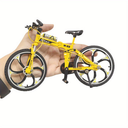 Diecast Mountain Bike Model 1:8 Scale Alloy Foldable Miniature Bicycle Figurine for Home Office Desk Decor