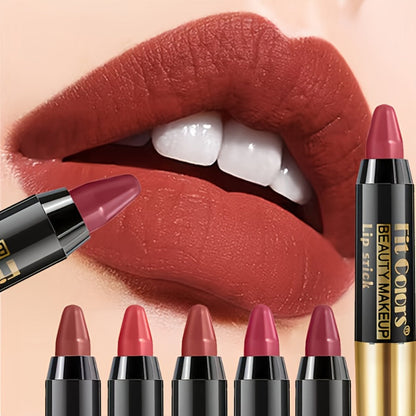 Glossy Crayon Lipstick Set 6 Pack Nourishing Lip Color, for Makeup, Travel and Everyday Vanity Use