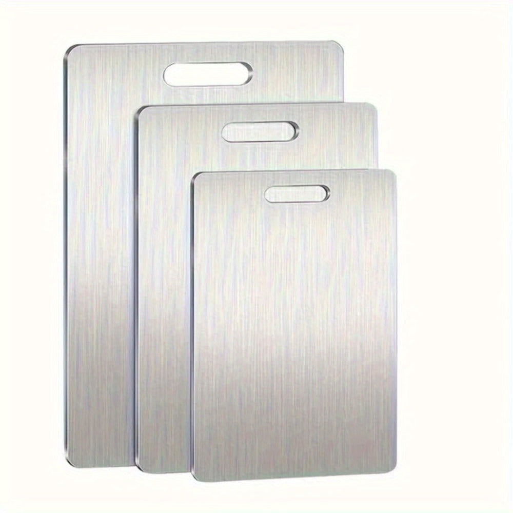 Stainless Steel Cutting Board Set of 3, Durable Kitchen Cutting Boards, & Easy to Clean, Space-Saving Nested Design for Meat