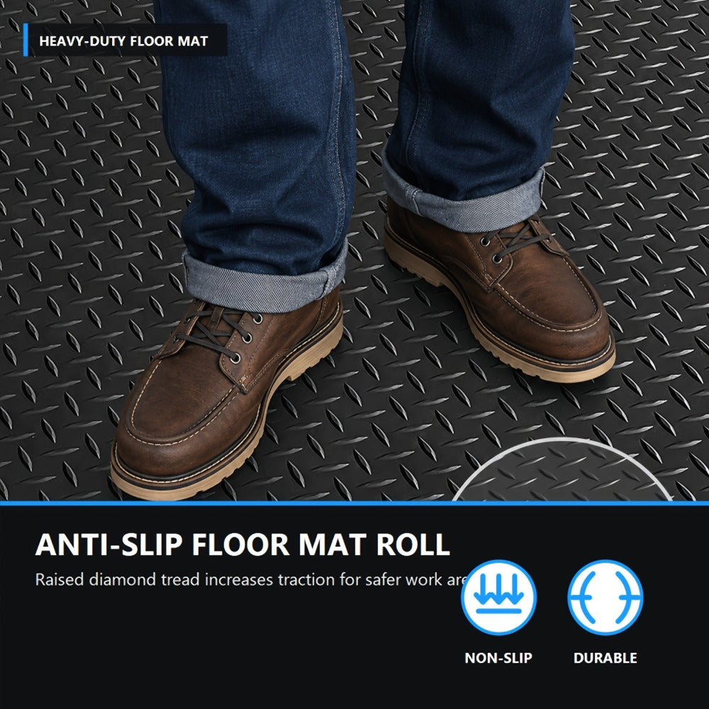 Garage Floor Mat Diamond Plate – 2.8mm Heavy Duty Parking Mat, Water & Stain Resistant Floor Runner for Garage