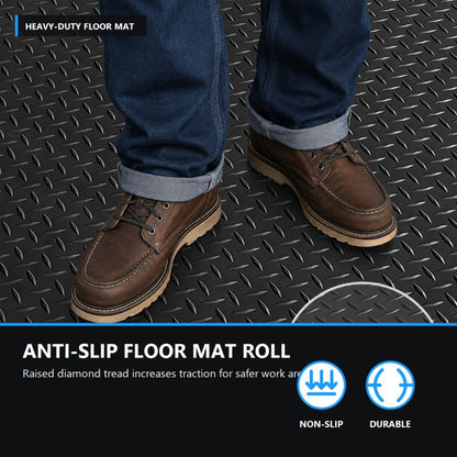 Garage Floor Mat Diamond Plate – 2.8mm Heavy Duty Parking Mat, Water & Stain Resistant Floor Runner for Garage