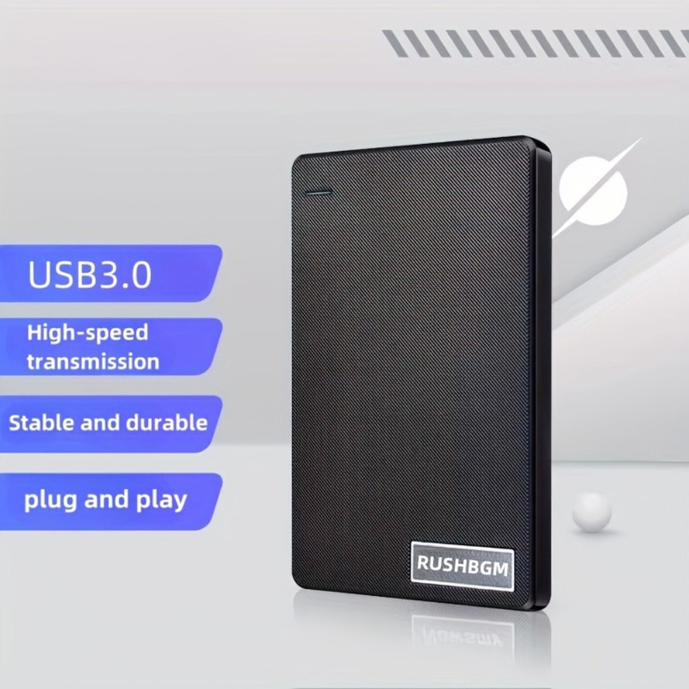 4TB Portable USB 3.0 Hard Drive in Slim Black RUSHBGM Enclosure for Desktop and Travel Storage