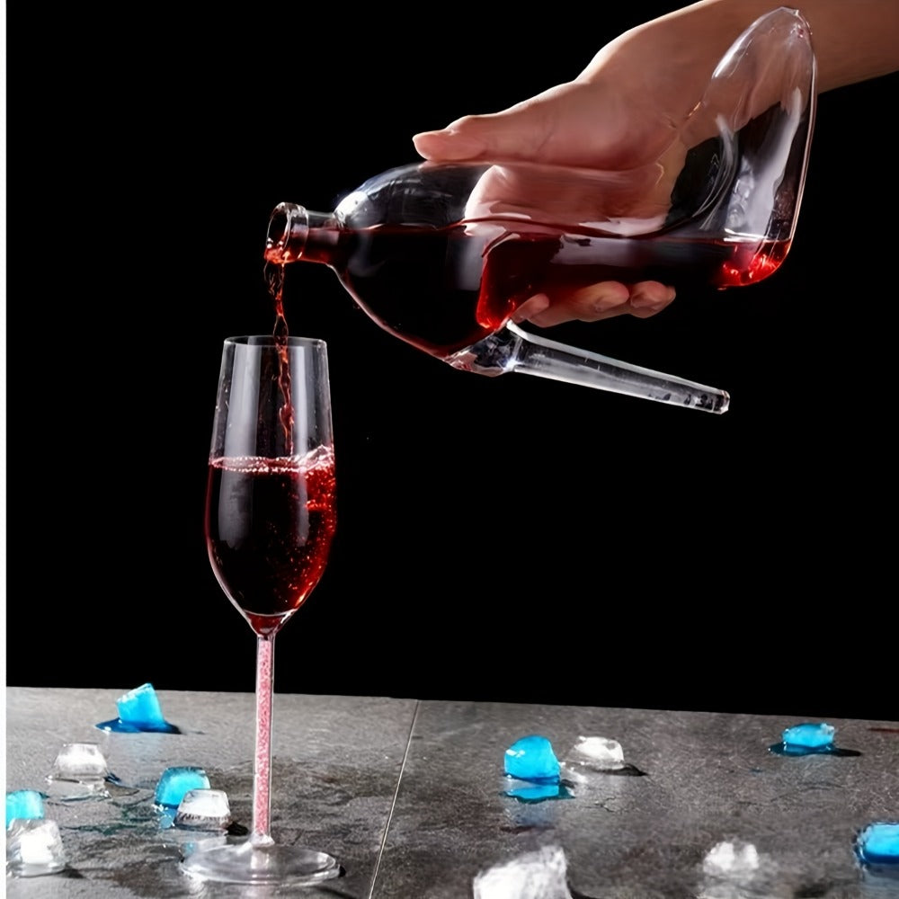 High Heel Shoe Decanter Crystal Glass with Stopper 26oz, Handmade Transparent Wine Decanter for Kitchen Dining Decor