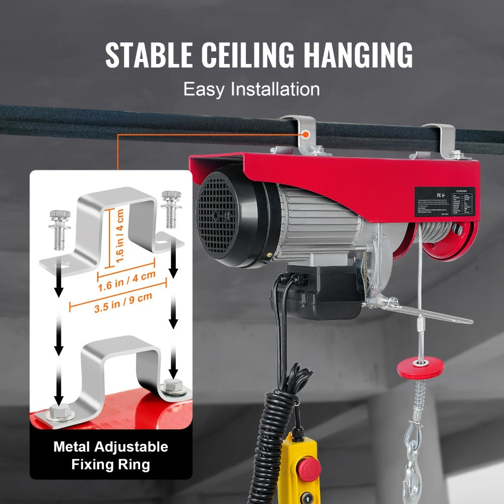 Electric Hoist Garage Hoist Winch 120V, Single Rope / Dual Rope, 40 ft Lift Height, Solid Copper Motor