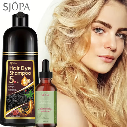 Rosemary Oil Hair Coloring Shampoo 5-in-1 Herbal Formula 500ml - 100% Gray Coverage for Bath Time, Home Spa and Personal Care