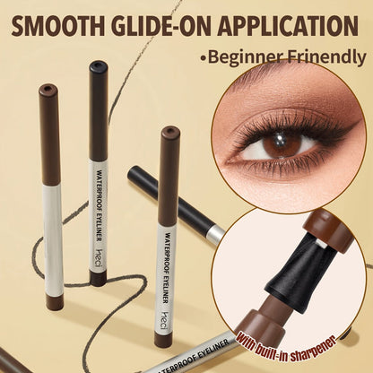 Quick-Dry Brown & Black Gel Eyeliner Pencil 3 Pack Waterproof Smudge-Proof, for Makeup, Travel and Everyday Vanity Use