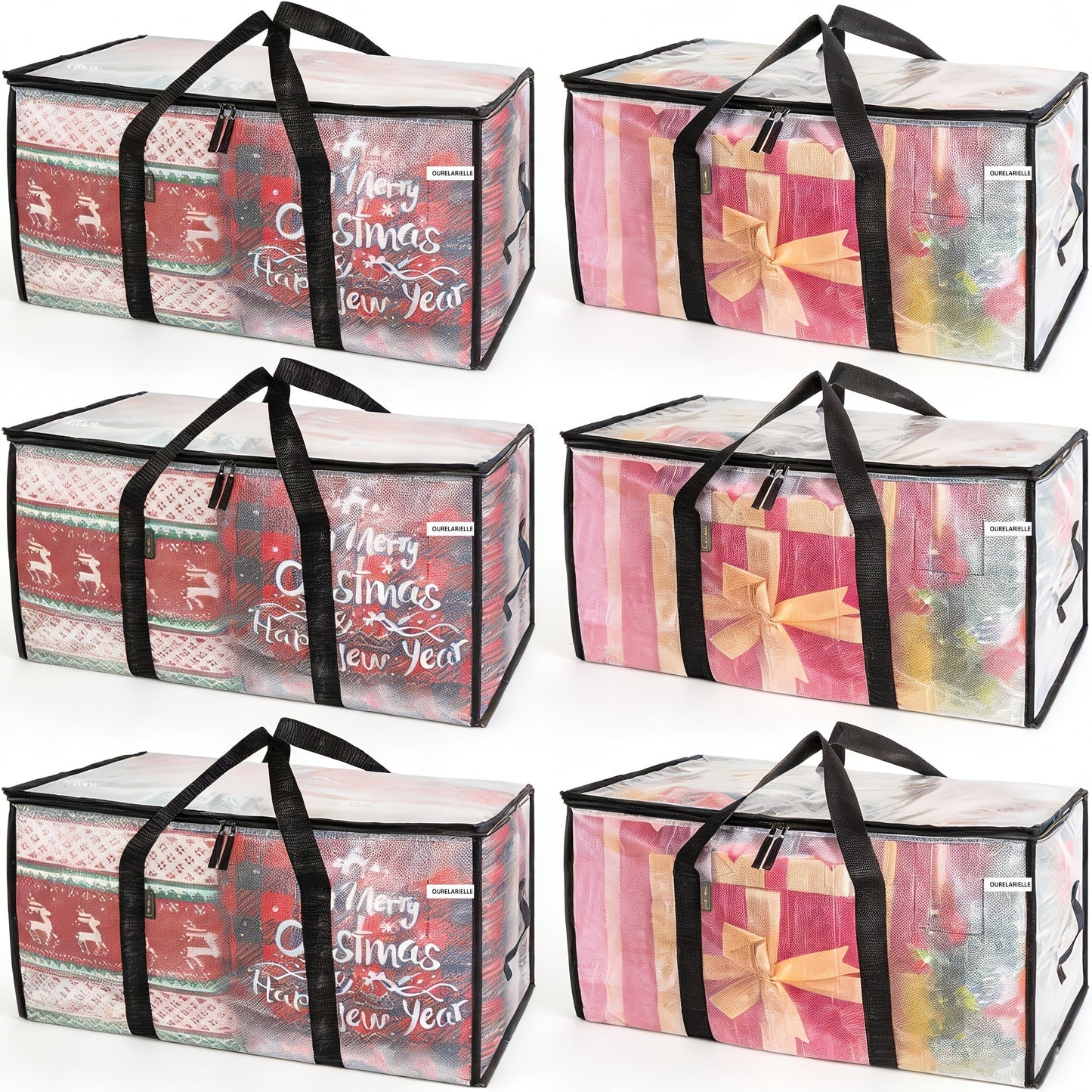 Moving Bags Set of 6, Oversized Storage Totes with Reinforced Handles & Snap-Close Lid, Space Saver Bags for Clothes