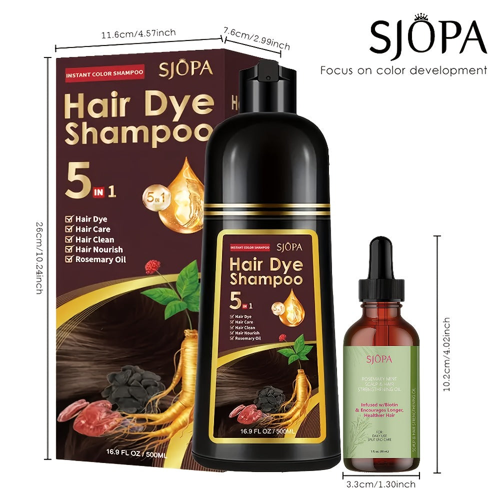 Hair Color Shampoo, SJOPA 5-in-1 16.9oz Bottle-and-Dropper Presentation with 12 Color Options