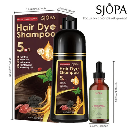 Hair Color Shampoo, SJOPA 5-in-1 16.9oz Bottle-and-Dropper Presentation with 12 Color Options