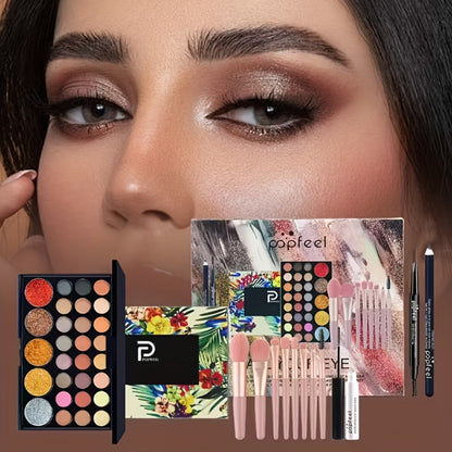 Full Face Makeup Kit All-in-One Complete Beauty Set with Foundation Blush Eyeshadow Palette Mascara & Brush
