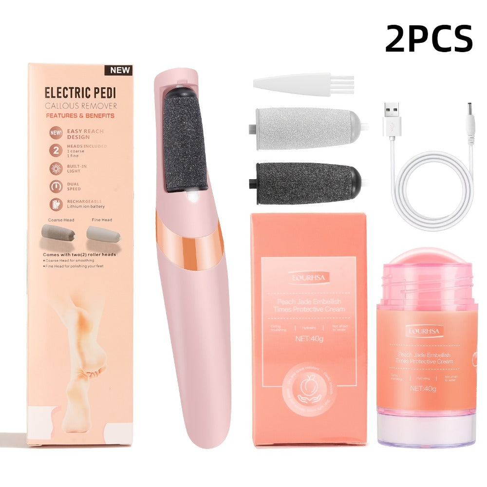 Electric Callus Remover for Feet with Foot Cream Stick Rechargeable Pedicure Tool 2 Speeds 2000 5000 RPM 2