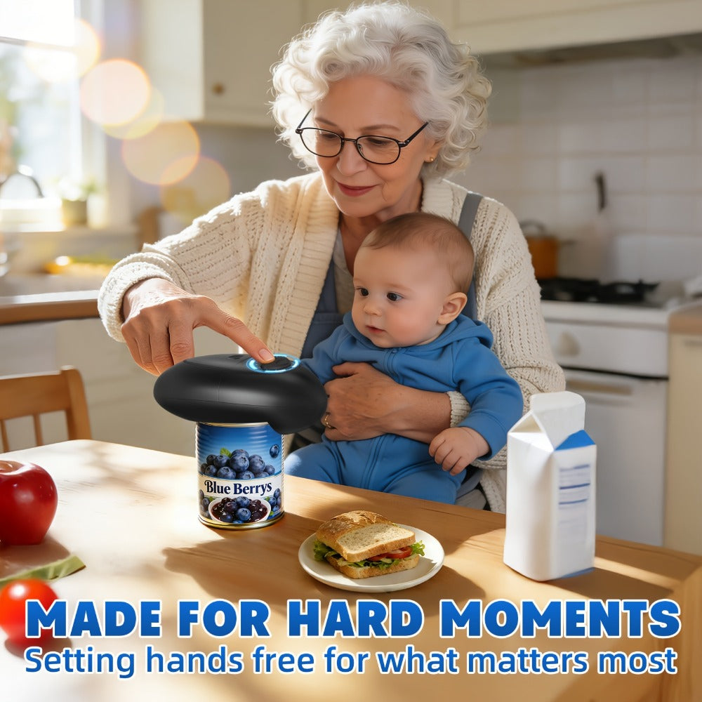 Electric Can Opener One-Touch Automatic – Smooth Edge Battery Operated Handheld Opener for All Can Sizes, Best Kitchen Gadget for Seniors