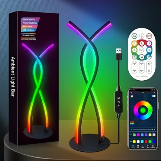 RGB Gaming Desk Lamp with App Control & Music Sync, 18-Key Remote, LED Light Bars, TV Backlight & Night Light