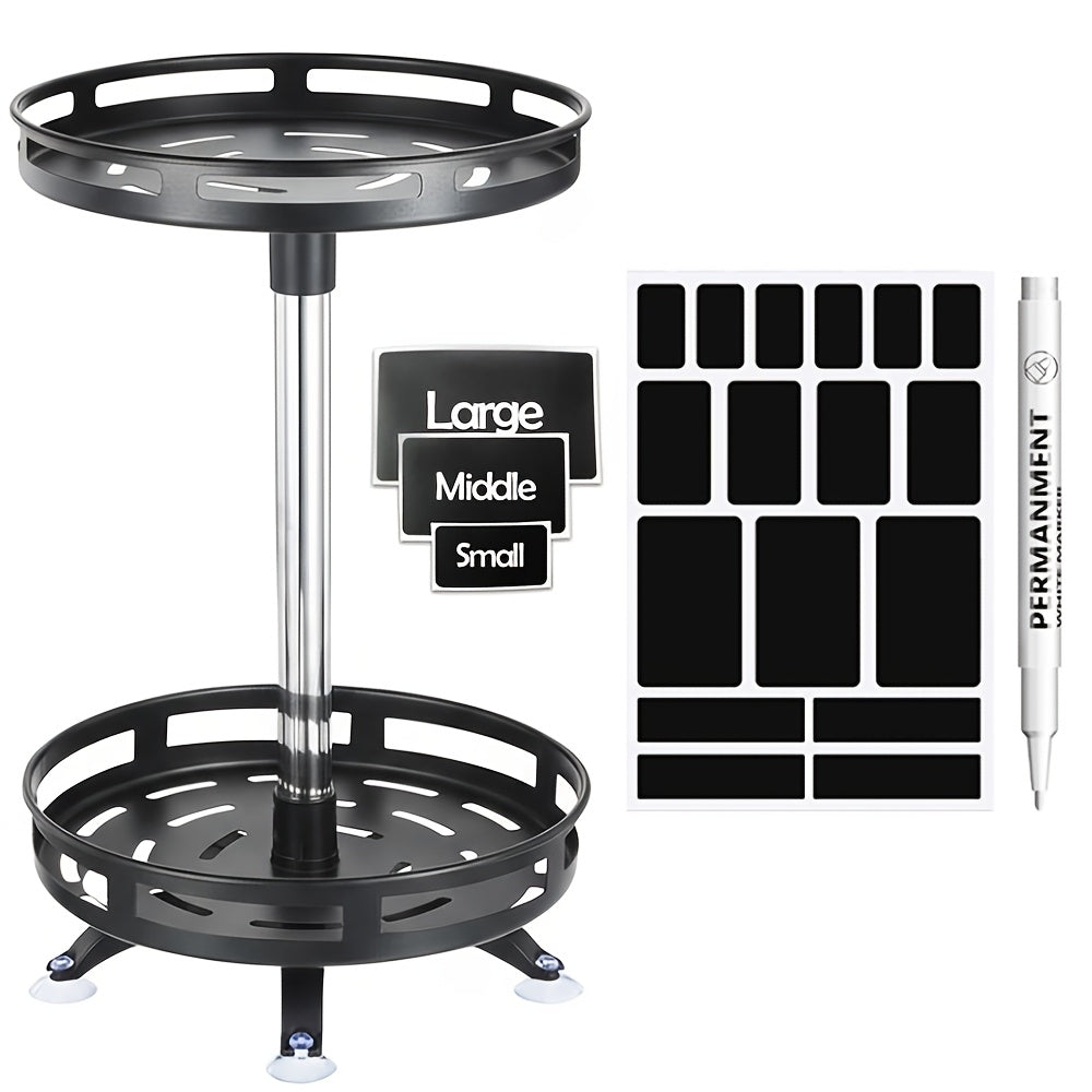 Rotating Spice Rack Kitchen Organizer with One, Two or Three Metal Tiers and 360-Degree Turntable Base