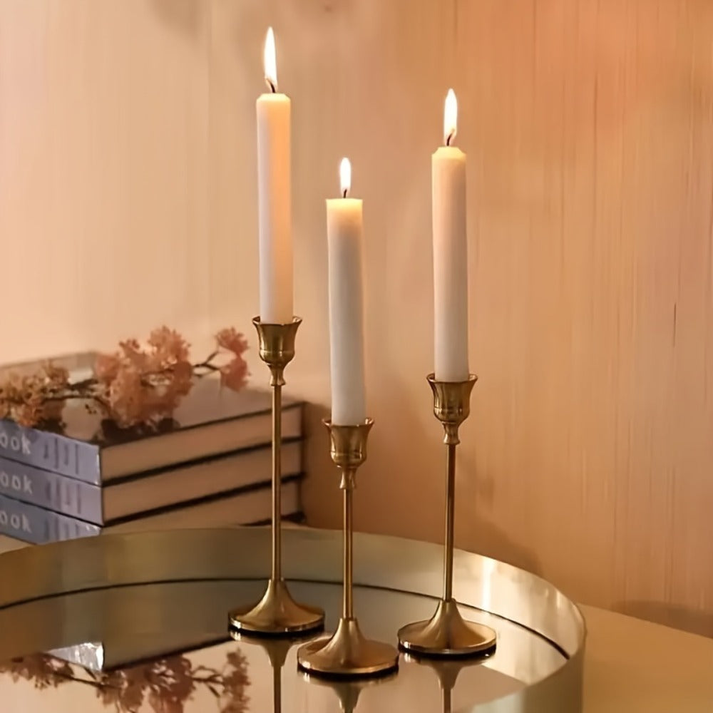 Metal Bell Candlestick Holders Set, Vintage Copper & Black Taper Candle Holders for Wedding Centerpieces