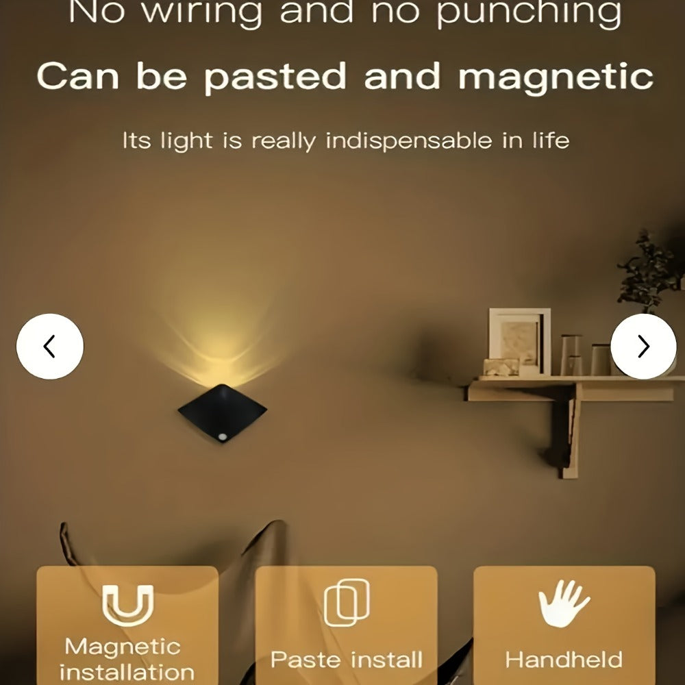 Magnetic LED Motion Sensor Wall Light USB Rechargeable, Wireless Night Light for Hallway, Stairs