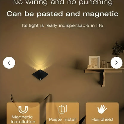 Magnetic LED Motion Sensor Wall Light USB Rechargeable, Wireless Night Light for Hallway, Stairs
