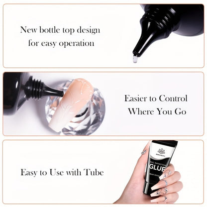 Rhinestone Glue Gel 2pcs Strong Bond 1.01oz Each – Professional Nail Charm Adhesive for 3D Gems, Crystals & Bling Decorations