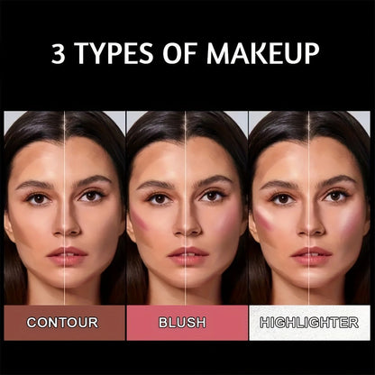 Contour Highlight Blush Stick Set 4-Piece with Professional Brush, Creamy Waterproof Cheek Sculpting Kit