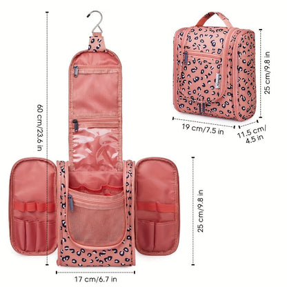 Toiletry Bag Hanging Large-Capacity Makeup Organizer with Hook, Multiple Compartments and 16 Print Options