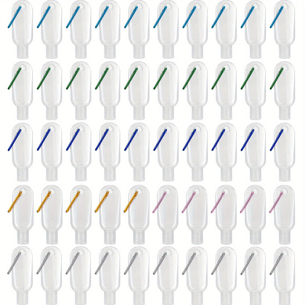 TSA Approved Travel Bottles with Keychain Leakproof Refillable Squeeze Containers 50-Pack Clear Plastic 1.7oz 50ML for Toiletries Lotion