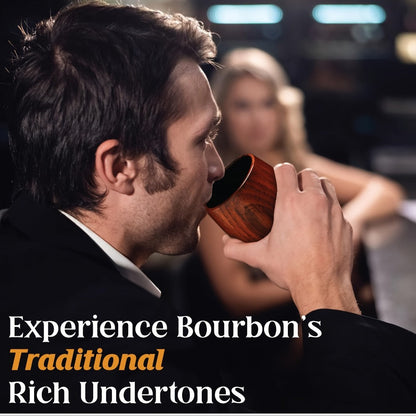 Charred Wooden Bourbon Whiskey Glass Set, 2 Jujube Wood Old Fashioned Tumbler Glasses & 8 Granite Whiskey Stones
