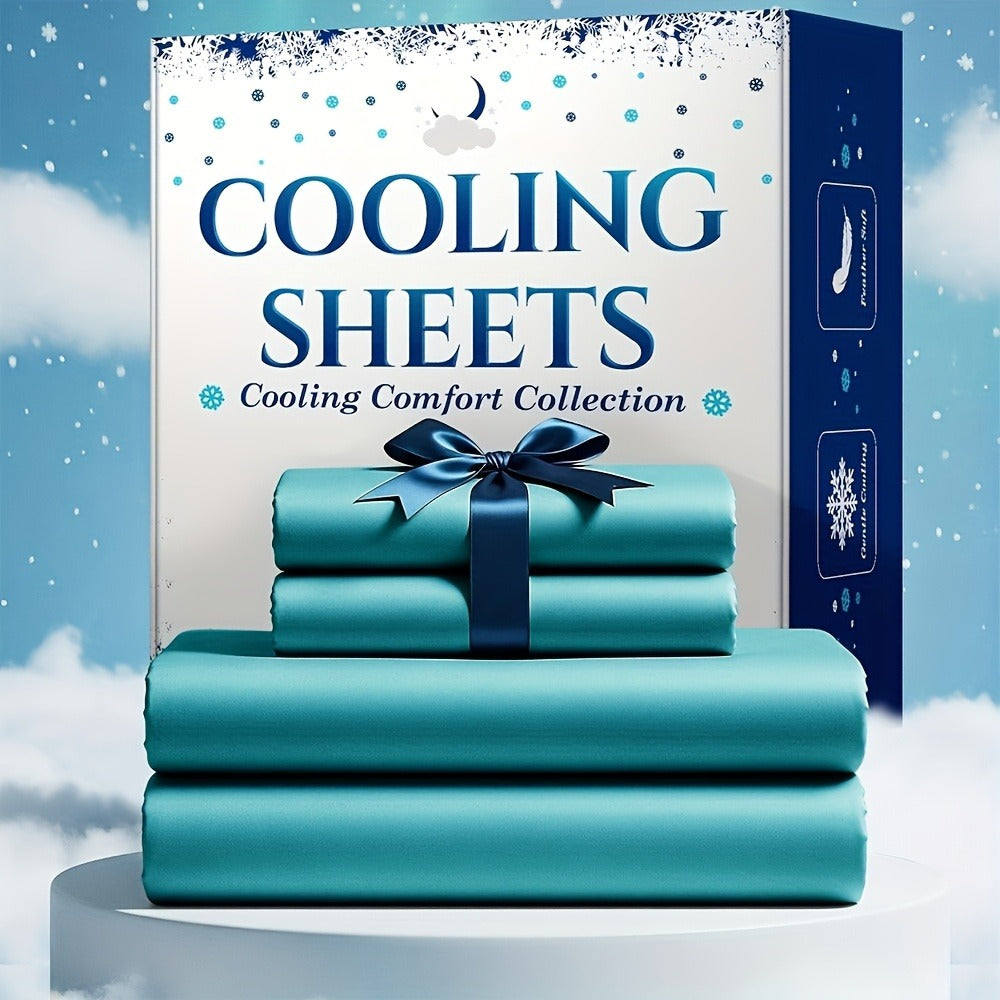 Bamboo Blend Cooling Bed Sheet Set 4pcs – Ultra Soft Breathable Kids Sheets, Deep Pocket Fitted Sheet 18"-24"