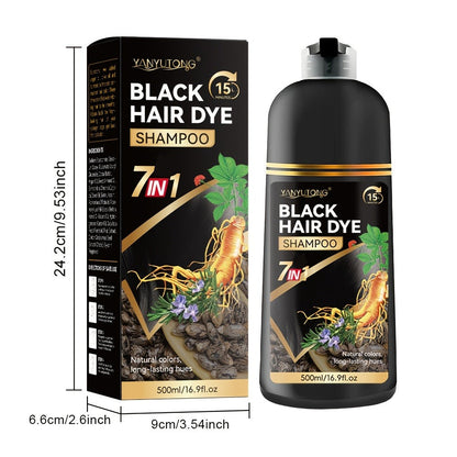 Hair Dye Shampoo Natural Plant Pigments, Covers Gray Hair Fast in 1 Wash, 16.91oz Color Shampoo in Black