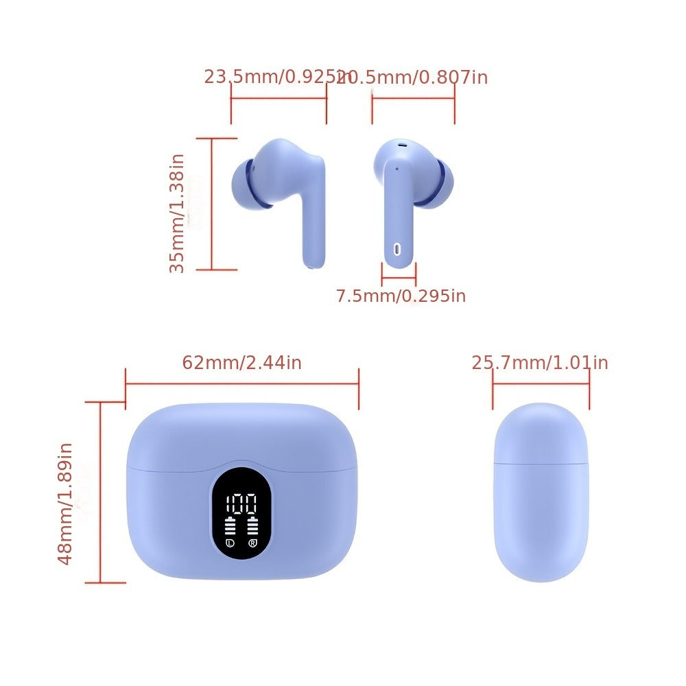 Wireless Earbuds Bluetooth 5.3 with Call Noise Reduction Mic, LED Display Case and Eight Color Options