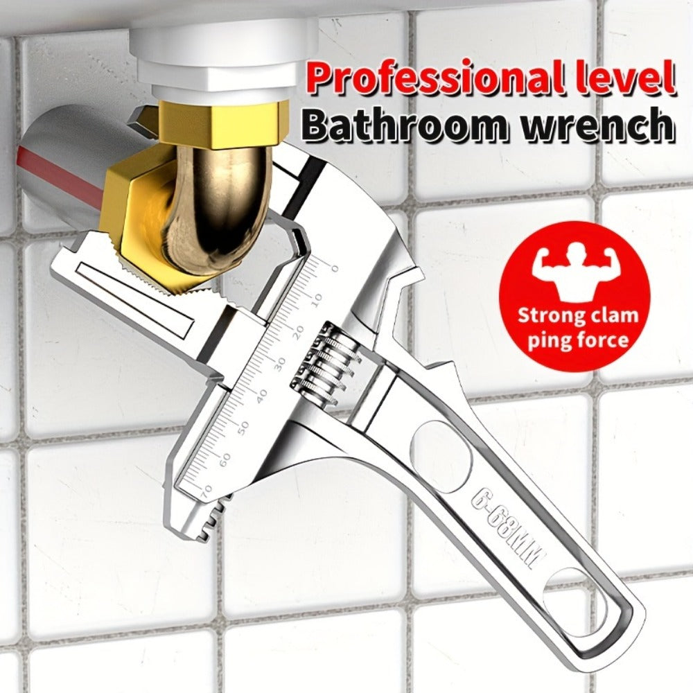Bathroom Wrench Tool Multifunctional, Adjustable Double-Ended Open-End Wrench for Sink, Faucet, Water Pipe & Heating Repair