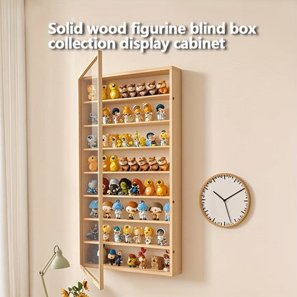 Wall-Mounted Six-Shelf Solid Wood Display Cabinet with Clear Acrylic Door, 19.68 Inches Wide