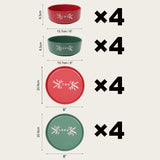 16pcs Red and Green Bowl and Plate Set