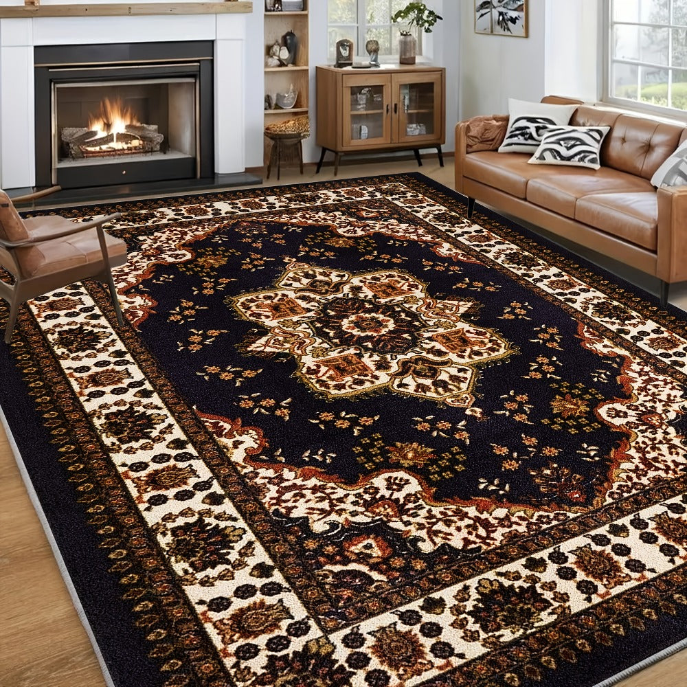 Bohemian Round Rug Large – Soft Non-Slip Machine Washable Vintage Area Rug for Living Room Bedroom Floor Decor