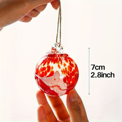 Hand Blown Glass Christmas Ornaments Set of 6 - Multicolor Hanging Ball Decorations for Entryways, Bedrooms and Living Spaces