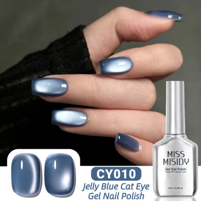 Cat Eye Gel Nail Polish Jelly Blue 0.54oz Sheer Glass-Like Finish – UV LED Soak-Off Long-Lasting Gel Polish for Manicure & Pedicure
